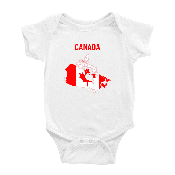 Canada Map Flag Baby Rompers Bodysuit (White, 12-18 Months)