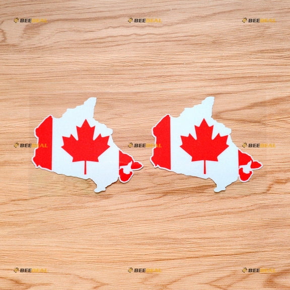 Canada Map Flag Outline Canadian Sticker Decal Vinyl - 2 Pack Reflective 4" - For Car Boat Laptop Cup
