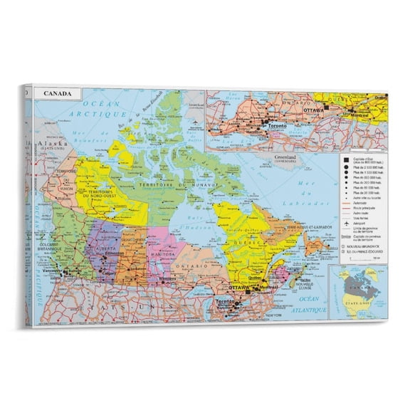 Canada Map Posters Home Decor Poster Wall Art Hanging Picture Print Bedroom Decorative Painting Posters Room Aesthetic 08x12inch(20x30cm)