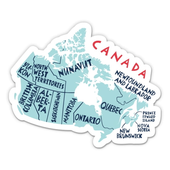 Canada Map Travel Cute Provinces - 3" Vinyl Sticker - For Car Laptop Water Bottle Phone - Waterproof Decal