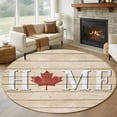 thumbnail image 1 of Canada Maple Home Round Area Rug 7Ft Washable Circle Rugs for Dorm Laundry Room, Red Leaf Vintage Farmhouse Grey Wooden Non-Slip Carpet Floor Mats Indoor Outdoor Carpet Runner Aesthetic Home Decor, 1 of 8