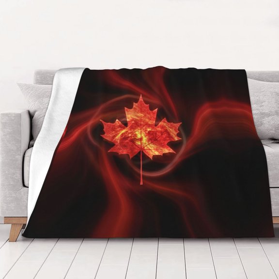 Canada Maple Leaf Art Print Warm Cozy Plush Throw Blanket for Couch Bed Sofa 80"x60"