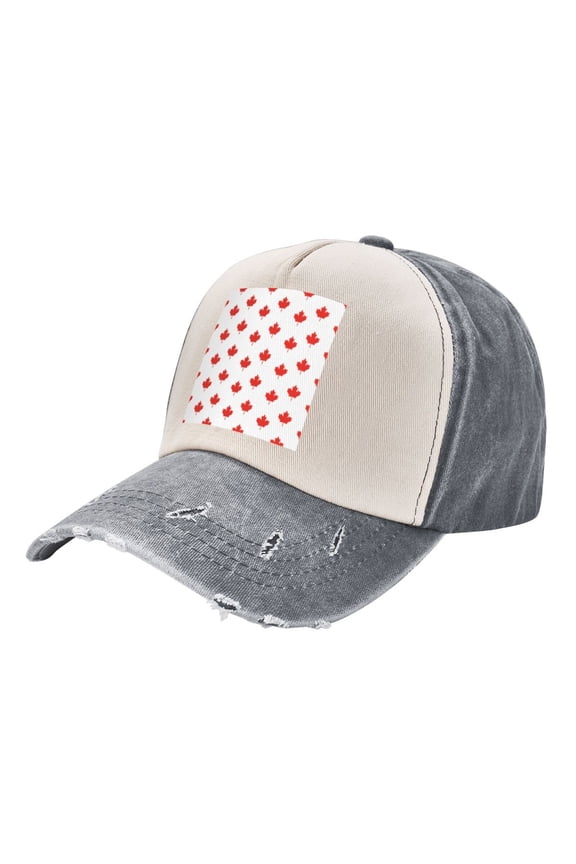 Canada Maple Leaf Baseball Cap Distressed Adjustable Vintage Cotton Denim Hat for Women Men