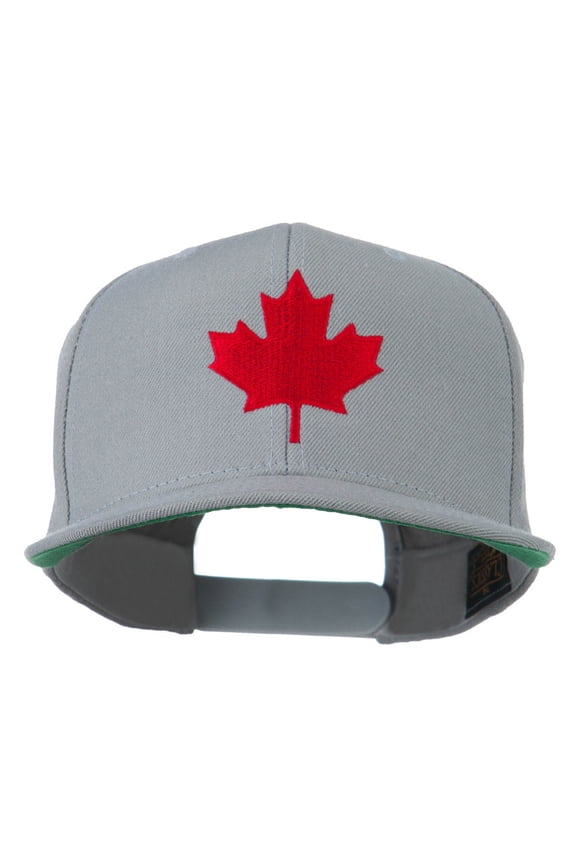 Canada Maple Leaf Embroidered Flat Bill Cap - Silver OSFM