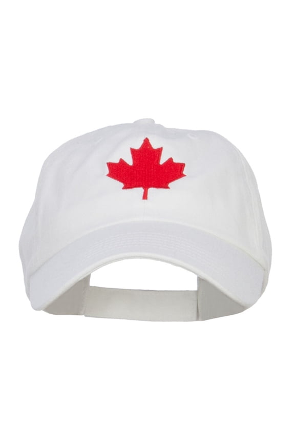 Canada Maple Leaf Embroidered Low Cap - White OSFM
