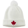 thumbnail image 1 of Canada Maple Leaf Embroidered Pom Beanie - White OSFM, 1 of 1