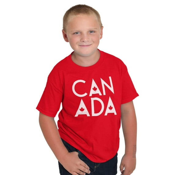 Canada Maple Leaf Flag Patriotic Crewneck T Shirts Boy Girl Teen Brisco Brands L