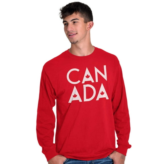 Canada Maple Leaf Flag Patriotic Long Sleeve TShirt Men Women Brisco Brands S