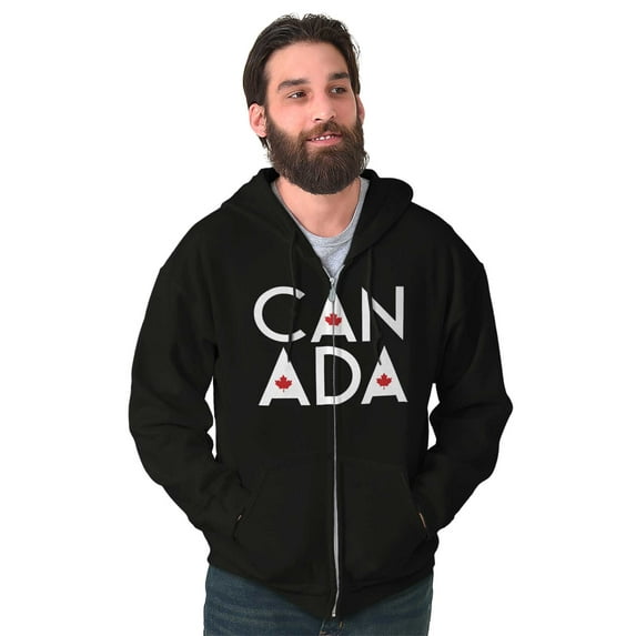 Canada Maple Leaf Flag Patriotic Unisex Fleece Graphic Zip Up Hoodie Brisco Brands 4X