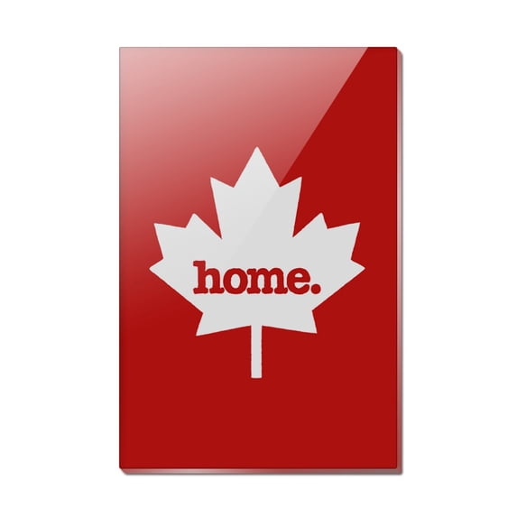 Canada Maple Leaf Home Country Solid Red Officially Licensed Rectangle Acrylic Fridge Refrigerator Magnet