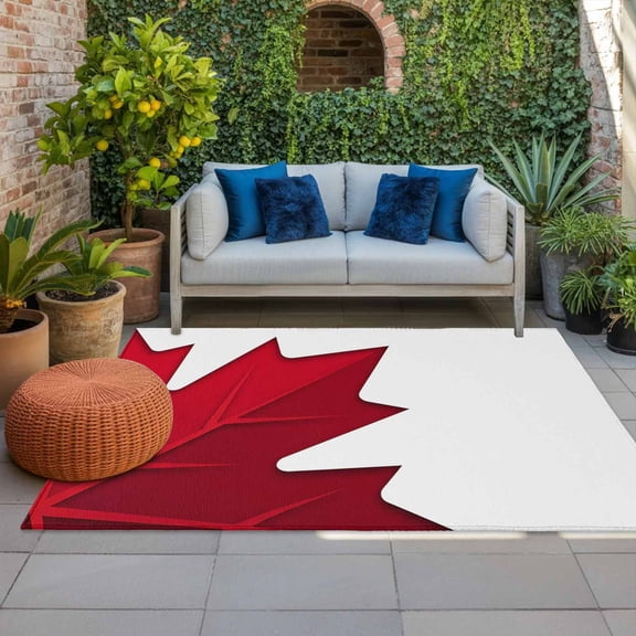 Canada Maple Leaf Indoor Outdoor Rugs 4x6 Ft, Canada Day July 1st Outdoor Patio Rugs Mat Washable Outside Area Rugs Carpet for Porch Deck RV Camping Pool Balcony Backyard