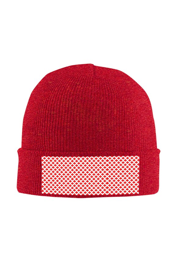 Canada Maple Leaf Pattern Beanie Hat Men Women Warm Printed Cap Knit Beanies Hats Outdoor Winter Red