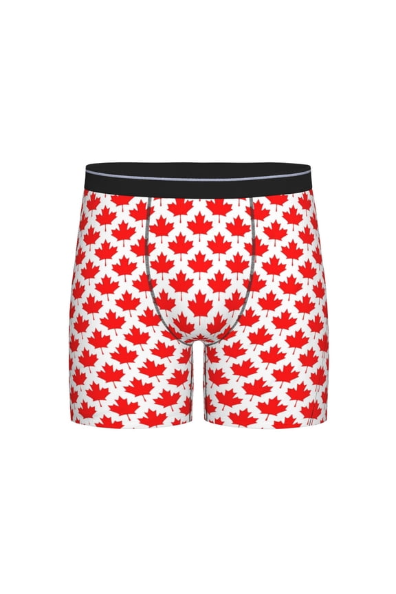 Canada Maple Leaf Pattern Boxer Briefs Novelty Underwear With Fly Underwear For Men