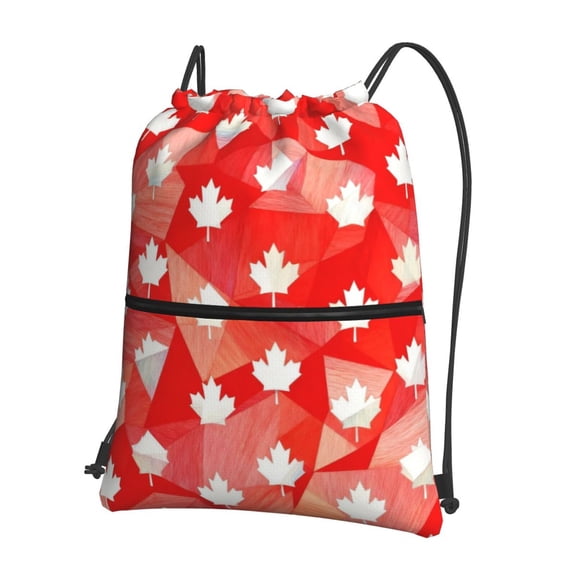 Canada Maple Leaf Print Drawstring Backpack Bag Water Resistant Yoga Shopping Cinch Bag Sackpack For Men Women