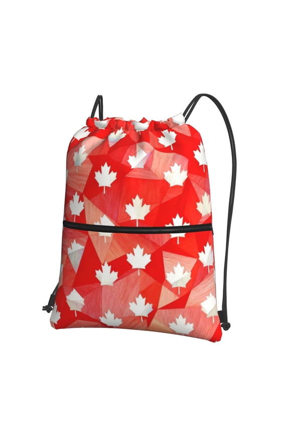 Canada Maple Leaf Print Drawstring Backpack Bag Water Resistant Yoga Shopping Cinch Bag Sackpack For Men Women