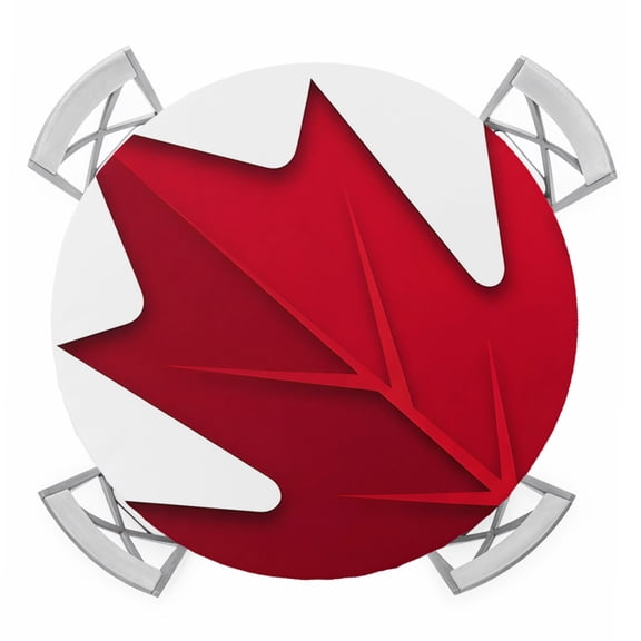 Canada Maple Leaf Round Table Cover, Canada Day July 1st Waterproof Fitted Tablecloths for 36"-44" Tables, Washable Picnic Table Cover for Camping Dining Indoor Outdoor