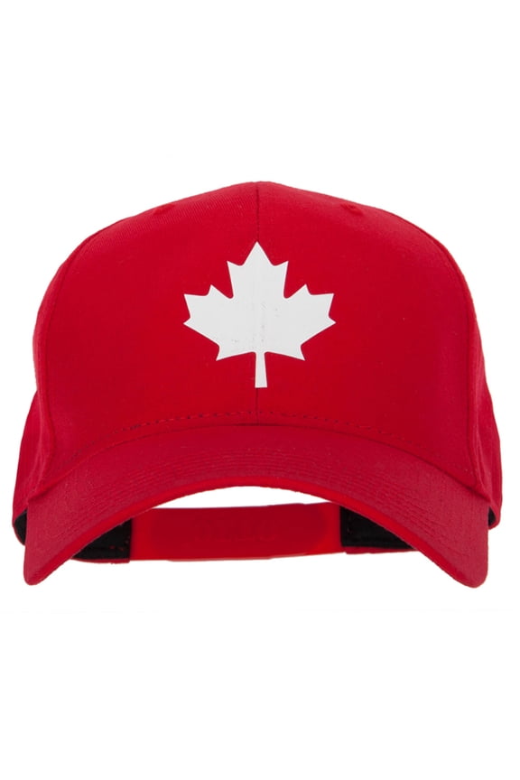 Canada Maple Leaf Symbol Logo Heat Transfer Solid Cotton Pro Style Cap - Red OSFM