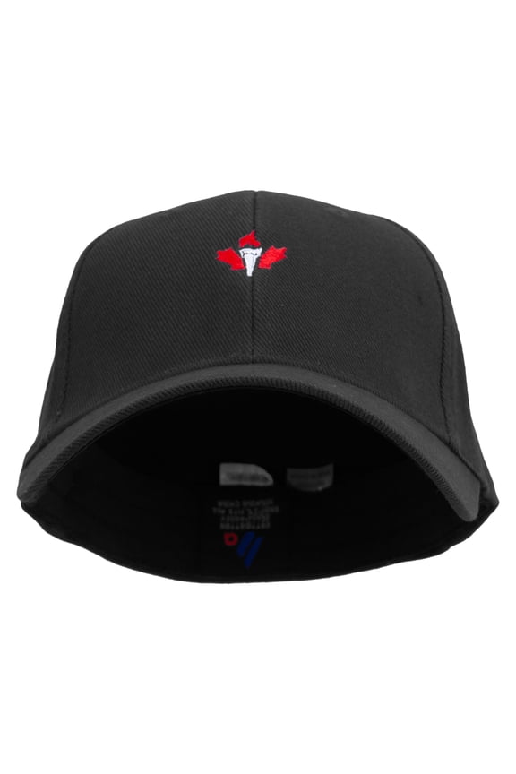 Canada Maple Leaf Torch Embroidered Low Profile Washed Flex Cap - Black OSFM