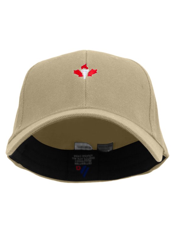 Canada Maple Leaf Torch Embroidered Low Profile Washed Flex Cap - Khaki OSFM
