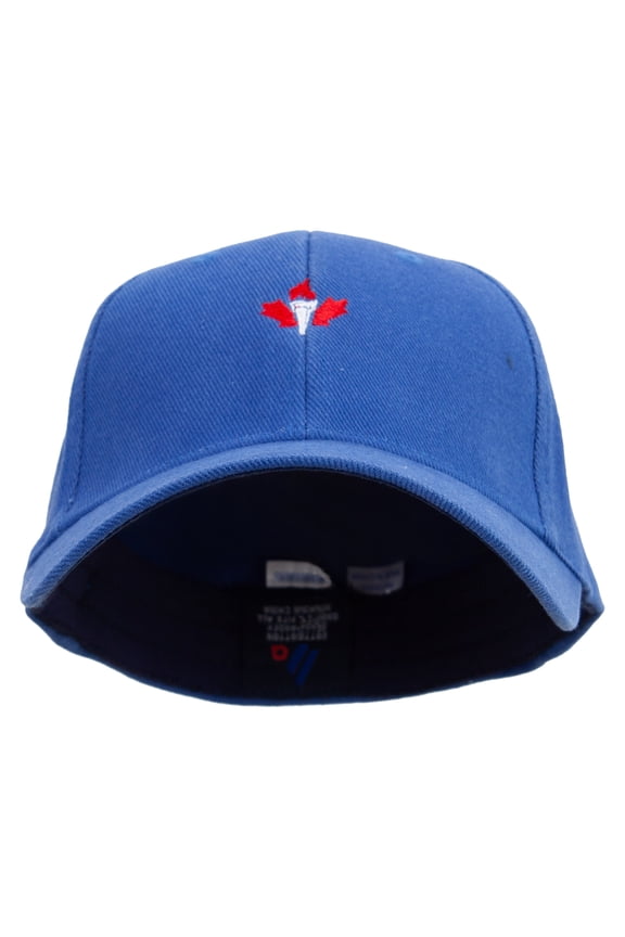 Canada Maple Leaf Torch Embroidered Low Profile Washed Flex Cap - Royal OSFM
