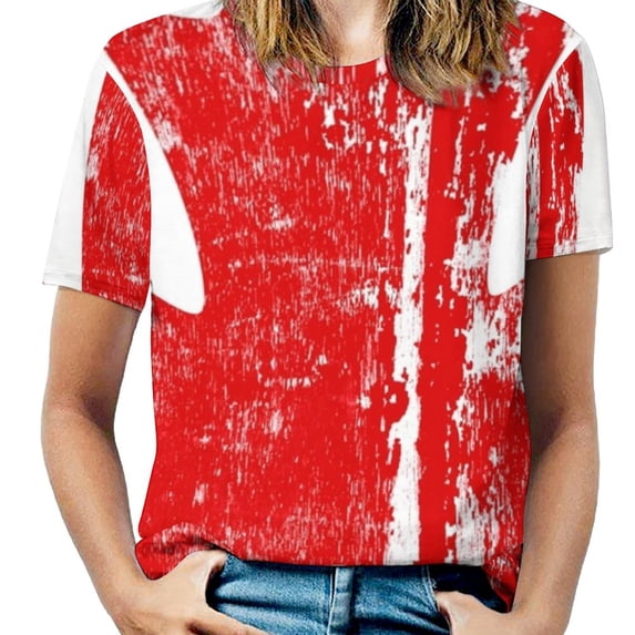 Canada-Maple Leaf Woodcut Grunge Lotus Leaf Neck T-Shirt Long Sleeve Women'S T Shirt Elegant Fashion Tops & Tees Canada