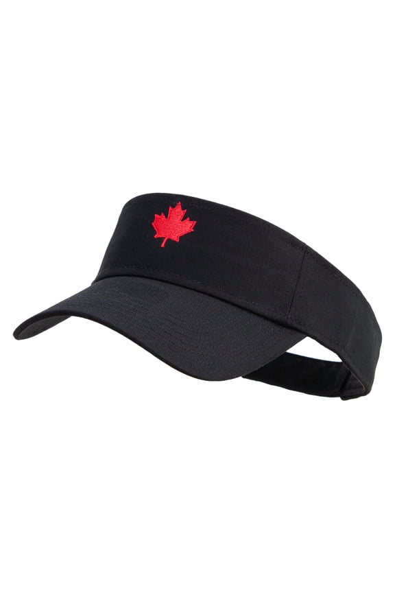 Canada Maple leaf Embroidered Sports Visor - Black OSFM