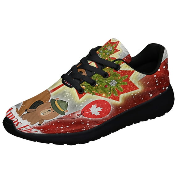 Canada Merry ChriStas Eh Canada Beaver and Bear Shoes Sneakers Black Size 11.5