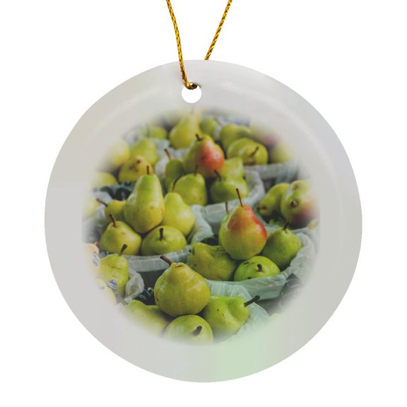 3drose, Canada, Montreal, Market, Pears, Circle Porcelain Ornament