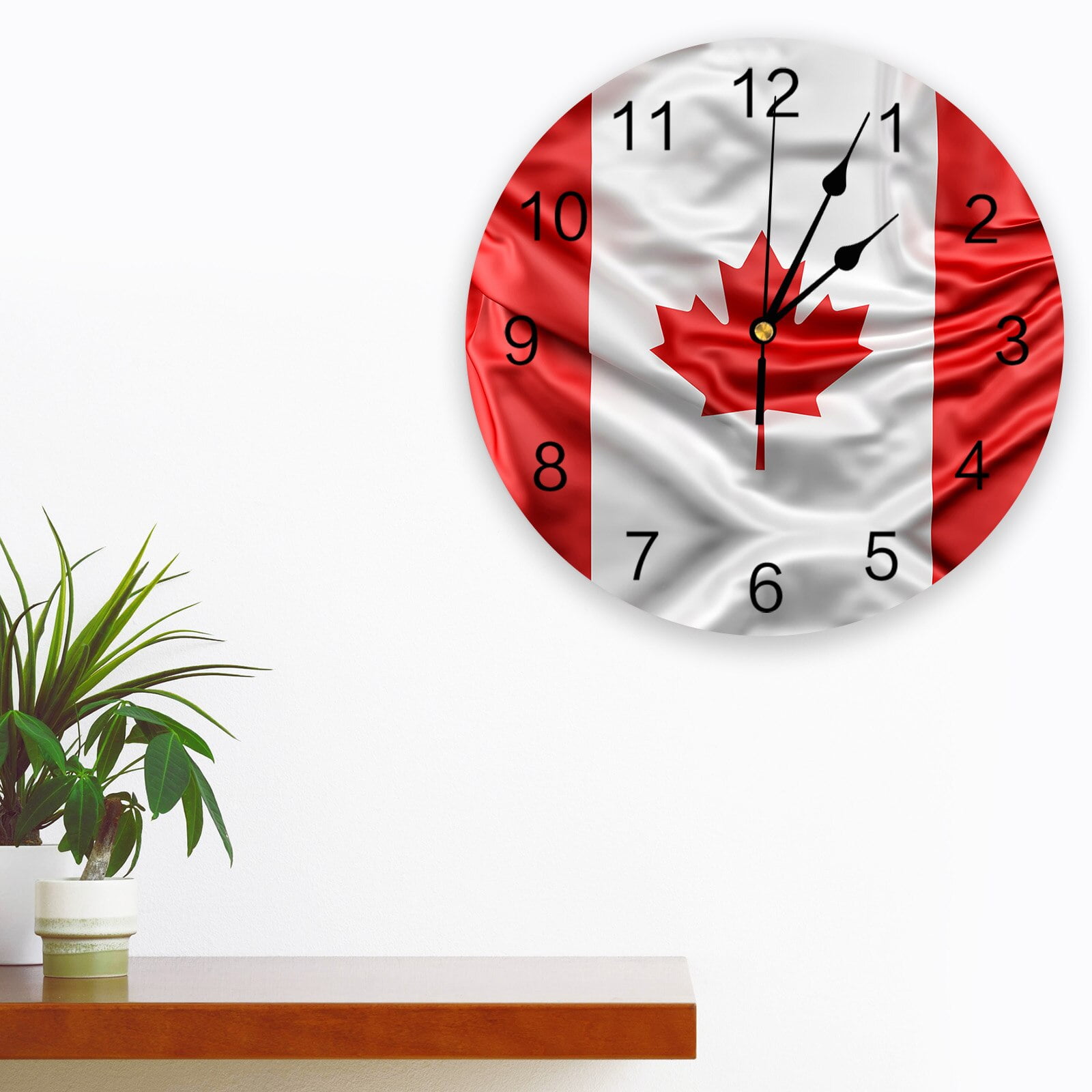 Canada National Day Maple Leaf Round Wall Clock for Home Decor Living