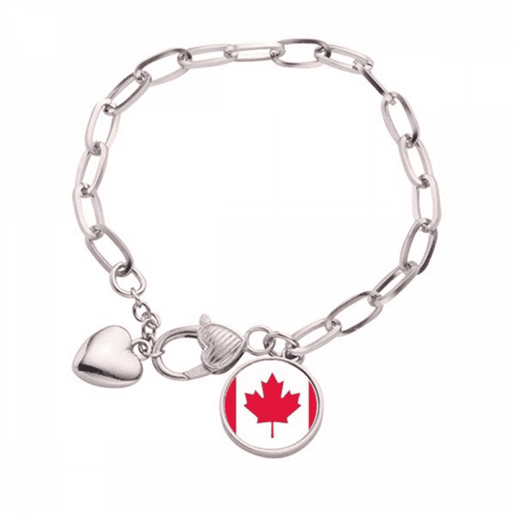 Canada National Flag North America Country Heart Chain Bracelet Jewelry Charm Fashion