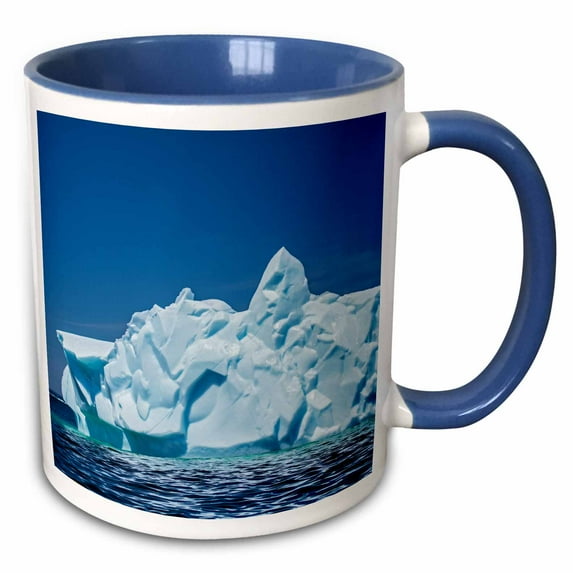 Canada, Newfoundland, St. Anthony. Icebergs in Atlantic Ocean. 15oz Two-Tone Blue Mug mug-329821-11