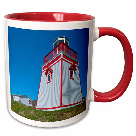 3drose, Canada, Newfoundland, St. Anthony. Lighthouse at Fishing Point, 11oz Two-tone Red Mug