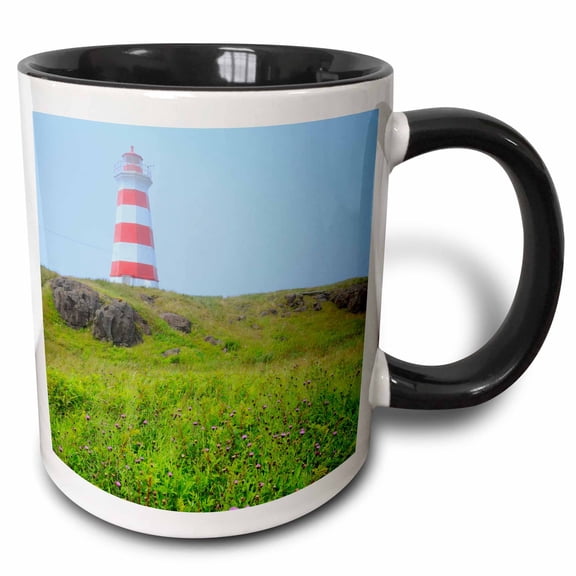 3drose, Canada, Nova Scotia, Brier Island. Brier Island Lighthouse., 11oz Two-tone Black Mug