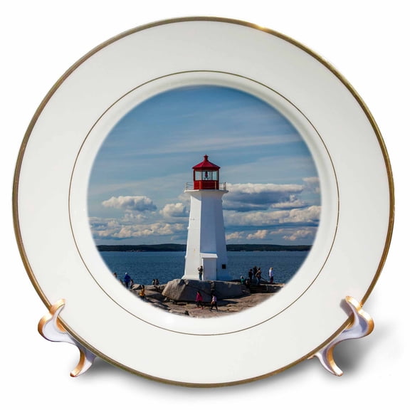 3dRose, Canada, Nova Scotia, Peggys Cove.Peggys Point Lighthouse, 8 inch Porcelain Plate