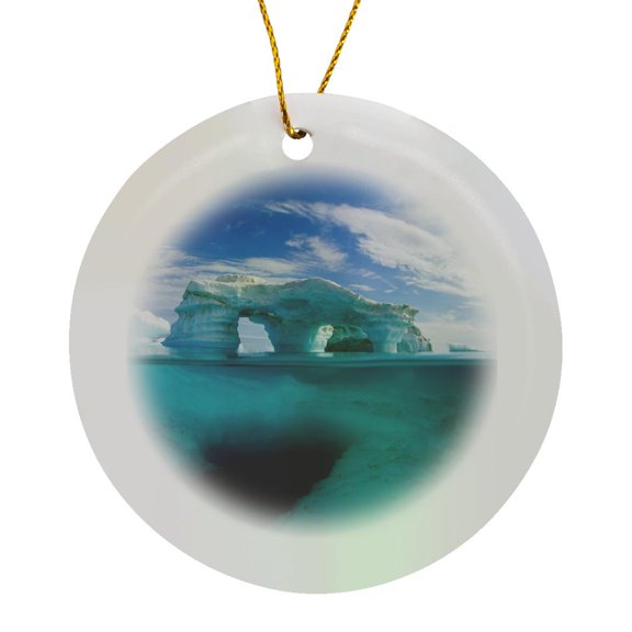 3drose, Canada, Nunavut, Repulse Bay, Underwater View of Melting Iceberg., Circle Porcelain Ornament