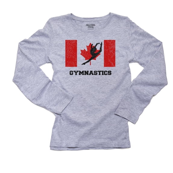 Canada Olympic - Gymnastics - Flag - Silhouette Women's Long Sleeve Grey T-Shirt