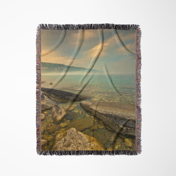 Canada, Ontario, Georgian Bay. Limestone Rock. Bruce Peninsula. , Woven Blanket
