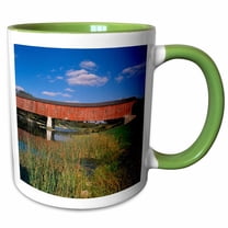 3drose, Canada, Ontario, Montrose, West Montrose Covered Bridge, 11oz Two-tone Green Mug