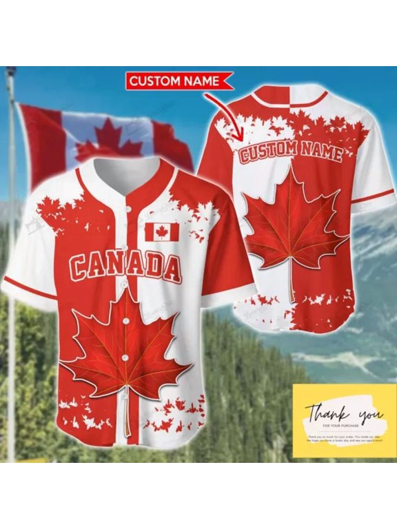 Canada Personalized Baseball Jersey Shirt Custom Name Baseball Jersey Shirts Gif - Hot Sal
