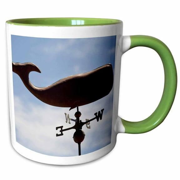 3drose, Canada, Prince Edward Island, Sperm Whale Weathervane-cn09 Dbr0043 - Dave Bartruff, 11oz Two-tone Green Mug