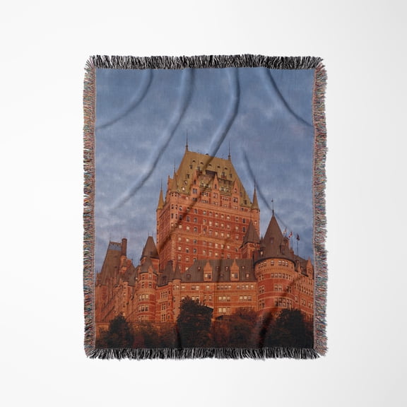 Canada, Quebec, Quebec City, Chateau Frontenac With Dawn Light, Woven Blanket