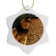 thumbnail image 1 of 3drose, Canada, Quebec, Quebec City, Park Benches, Fall Leaves-cn10 Tha0050 - Tom Haseltine, 3 inch Snowflake Porcelain Ornament, 1 of 7