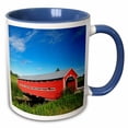 thumbnail image 1 of 3drose, Canada, Quebec, Ste. Jeanne Darc. Covered Bridge over Stream., 11oz Two-tone Blue Mug, 1 of 6