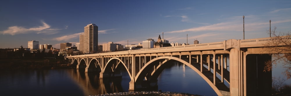 Canada Saskatchewan Saskatoon Broadway Bridge over a river Canvas Art - Panoramic Images (36 x 12)