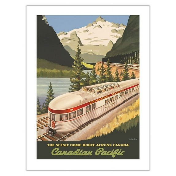 Canada - Scenic Dome Route - Canadian Pacific Railway - Vintage Railroad Travel Poster by Roger Couillard c.1955 - Fine Art Matte Paper Print (Unframed) 18x24in