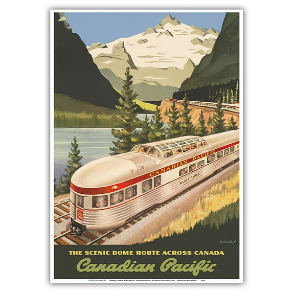 Canada - Scenic Dome Route - Canadian Pacific Railway - Vintage Railroad Travel Poster by Roger Couillard c.1955 - Master Art Print 10in x 14in