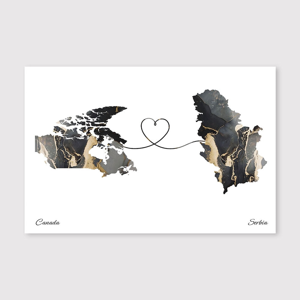 Canada Serbia Country Map Wall Decor – Minimalist Neutral Canvas Art ...