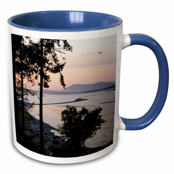 3drose, Canada, Sidney Island. View of Sidney Spit from the Top of the Cliffs, 11oz Two-tone Blue Mug