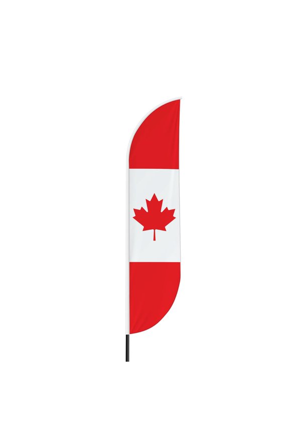 Canada Sign feather flag for Outdoor by Mavis Printing | 11.5 FEET Long Polyester Outdoor Banner Flag for Easy Hang | HD Print Swooper I Flag Only to Advertise Canada | Made in USA I Flag Only