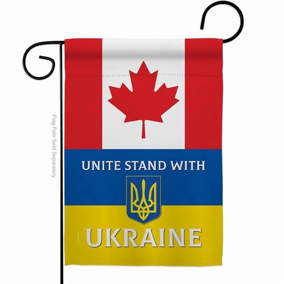 Canada Stand with Ukraine Support Cause 13 x 18.5 in. Double-Sided Decorative Vertical Garden Flags for House Decoration Banner Yard Gift